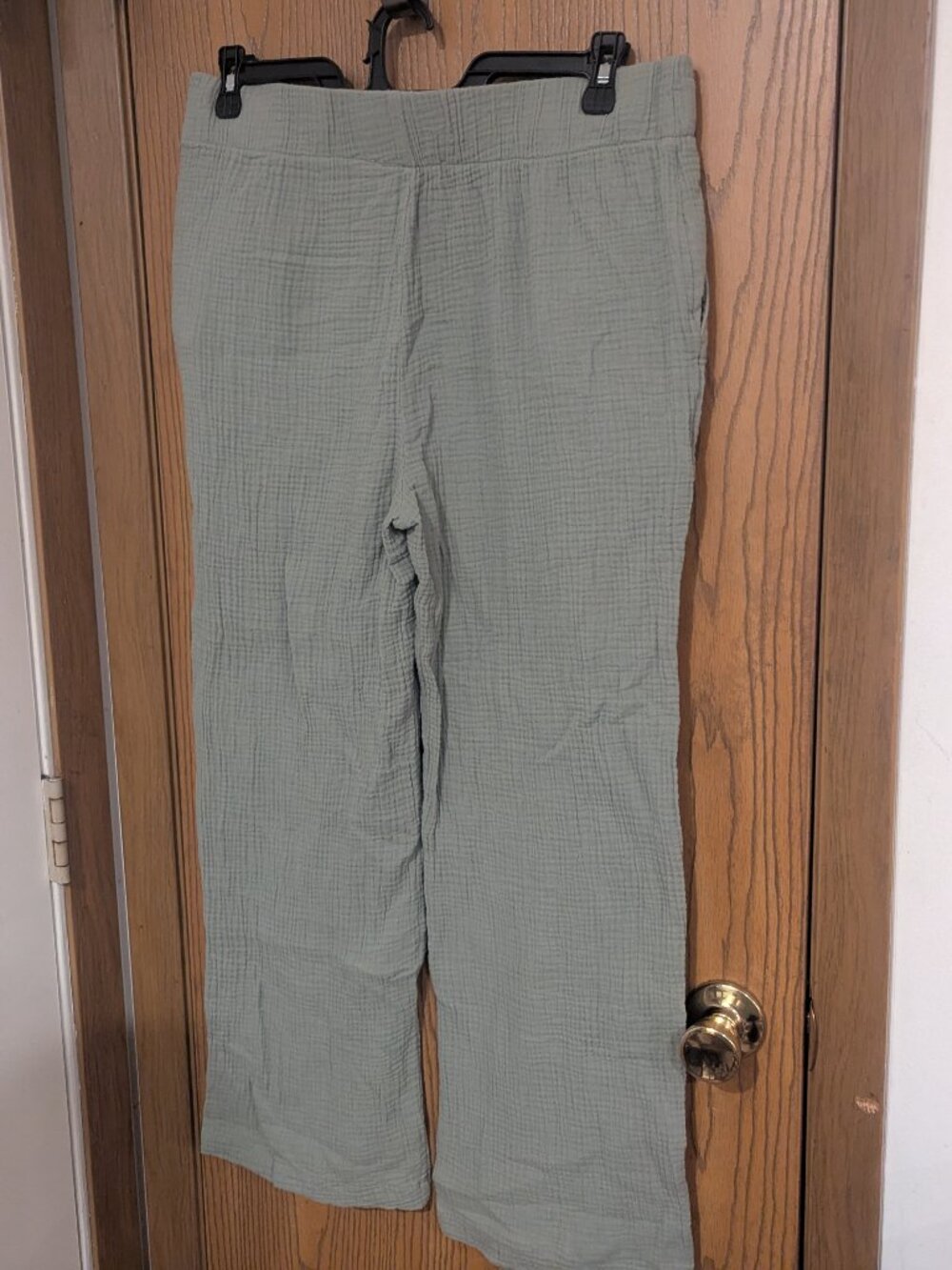 Coastal Comfort Lightweight Airy Loose Woven Seafoam Green Pants-Women's L - Picture 7 of 7